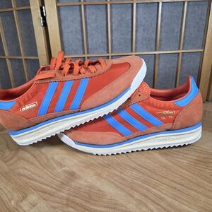Adidas Men's Orange and Blue Sneakers